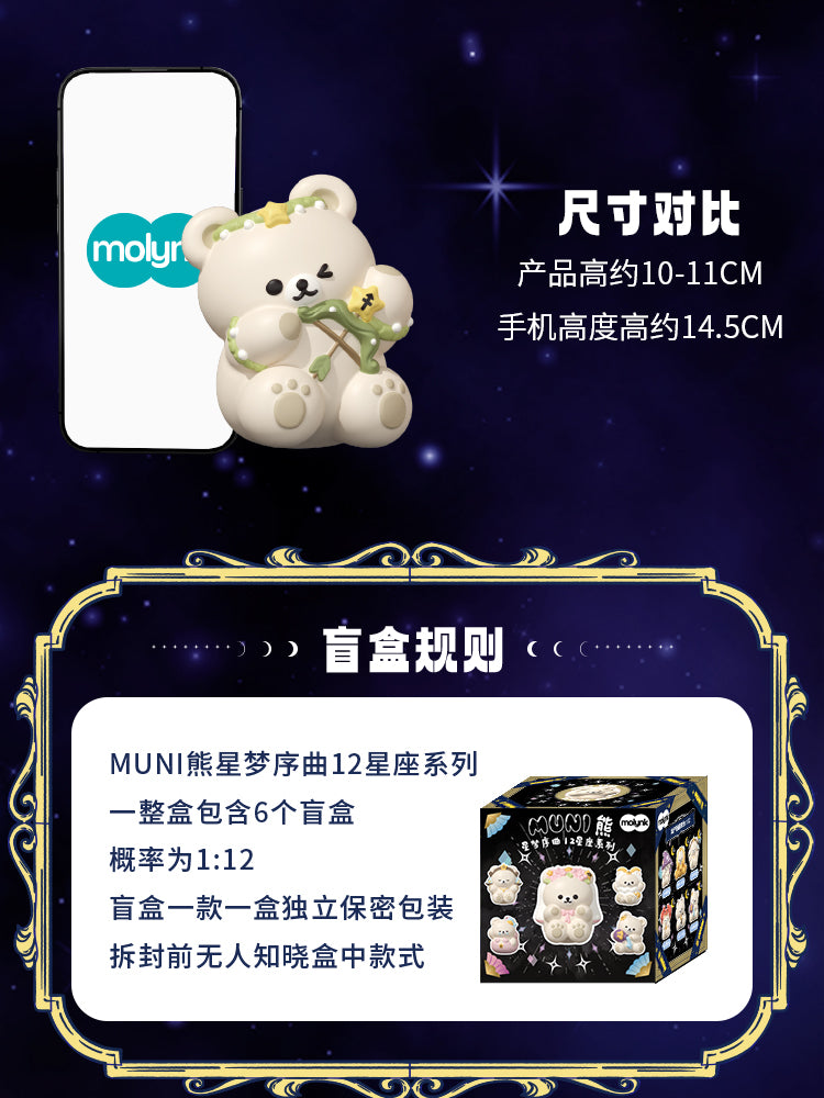 molynk陌凛超软慢回弹解压玩偶MUNI熊十二星座盲盒捏捏乐